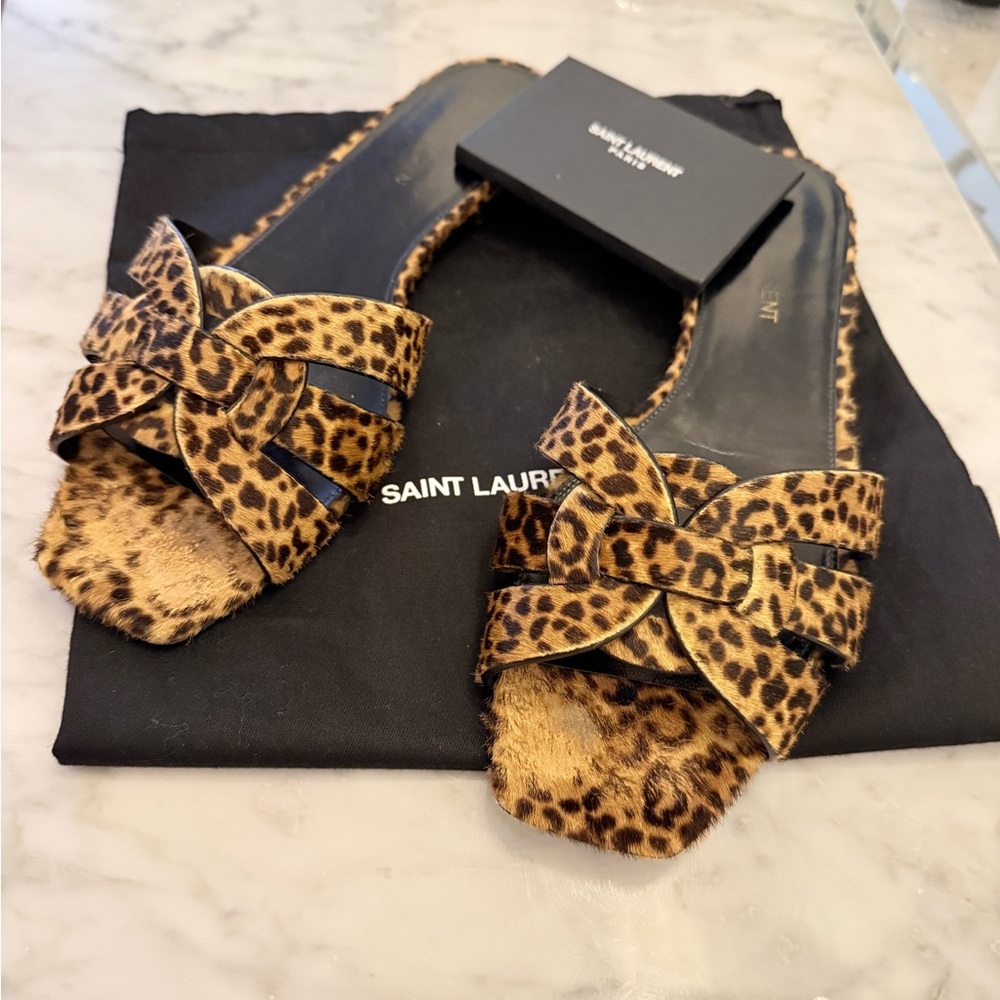 Saint Laurent Leopard Print Sandals